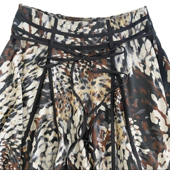 Lapis Animal Print A-Line Full Mid Rise Soft Flowy‎ Boho Knee Length Swing Skirt - Picture 2 of 10